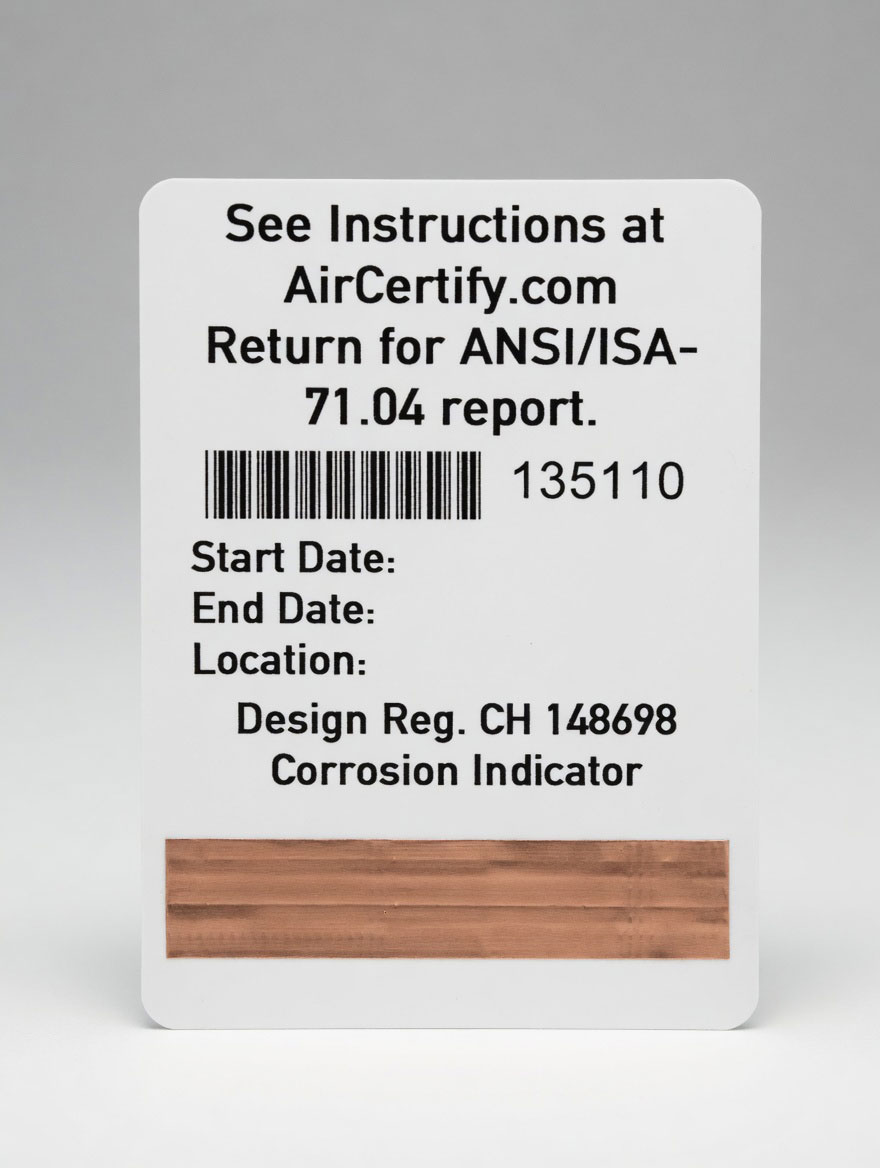 AirCertify™ corrosion indicator card with pure copper coupon